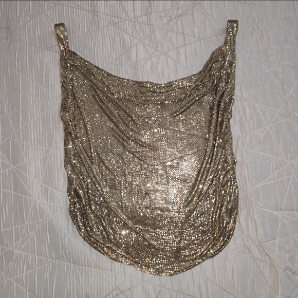 Whiting & Davis Tops - Vintage Whiting & Davis Gold Mesh Cowl Drape Top